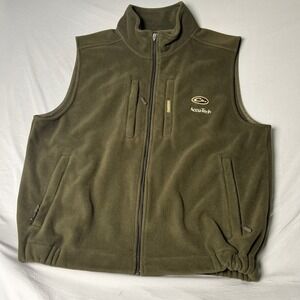 Drake Waterfowl Accu-Tech Fleece Vest Mens XL Olive Green Full Zip Magnattach